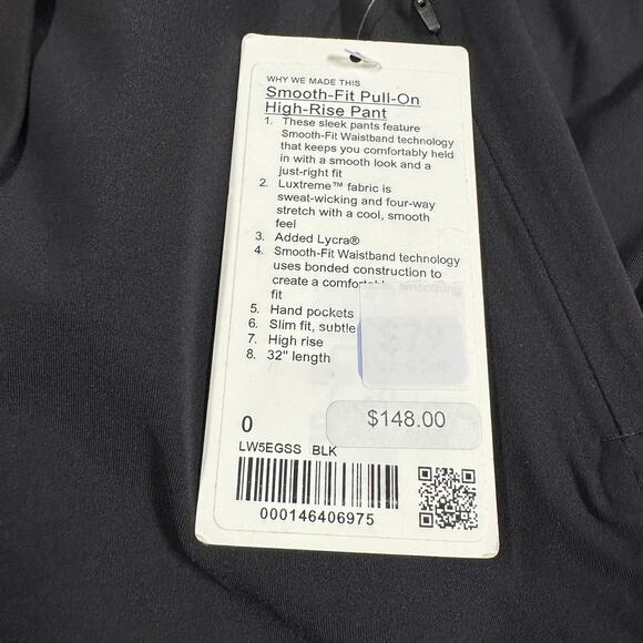 Lululemon Smooth Fit Pull-On High-Rise Pant Black Women's Size 0 New With Tags - Picture 9 of 12